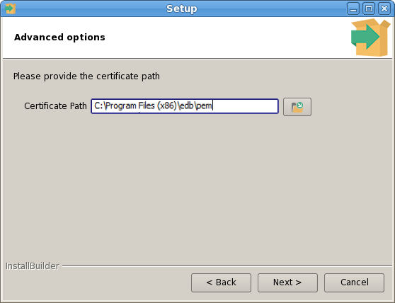 Provide the certificate path