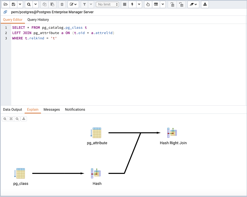 The Query Tool Graphical explain