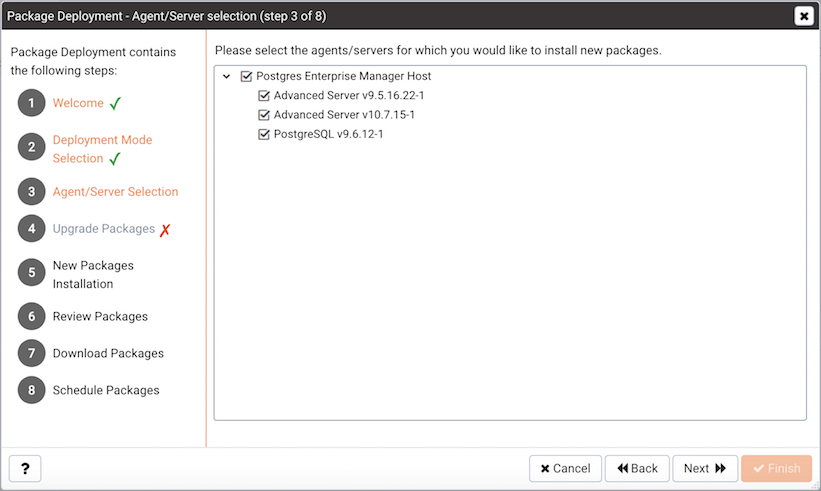 Specify the target Agents and Servers