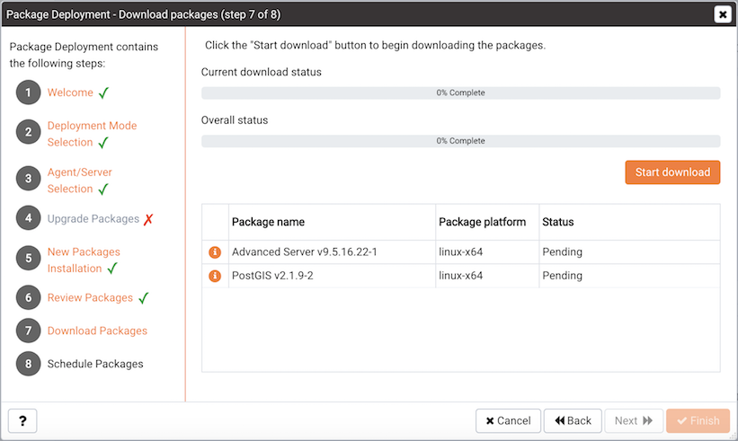Starting the installer download