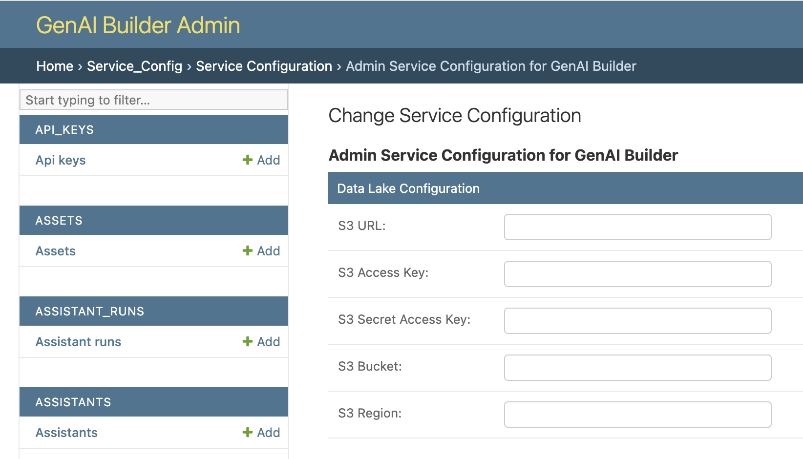 GenAI Builder first time form