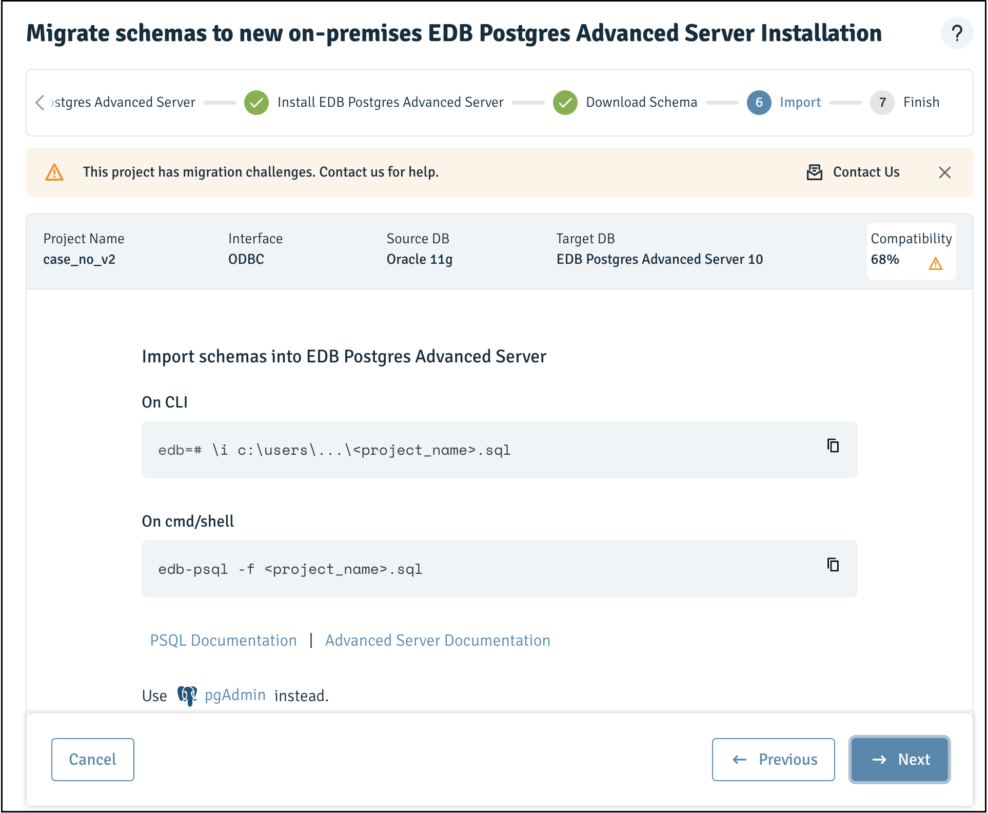 Importing schemas into EDB Postgres Advanced Server