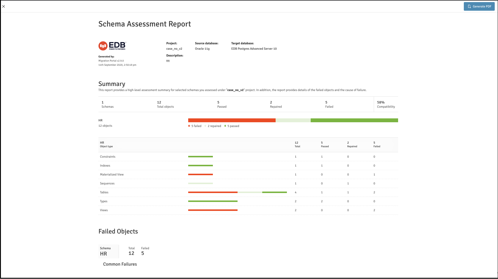 The Schema Assessment Report.