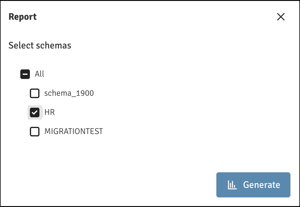 Select schemas for reports.