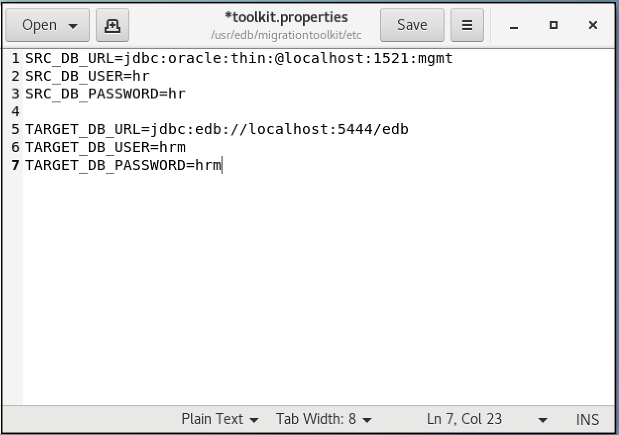 A typical toolkit.properties file.