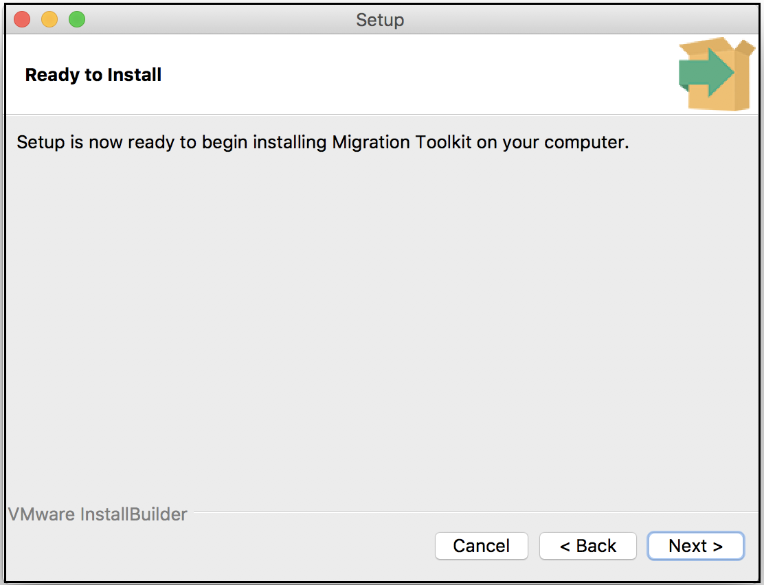 Setup is ready to start the Migration Toolkit installation.