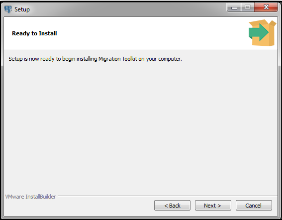 Setup is ready to start the Migration Toolkit installation.