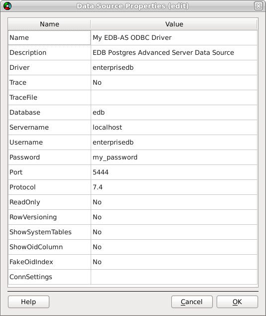 The Data Source Properties window