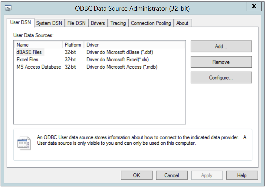 The Windows Data Source Administrator