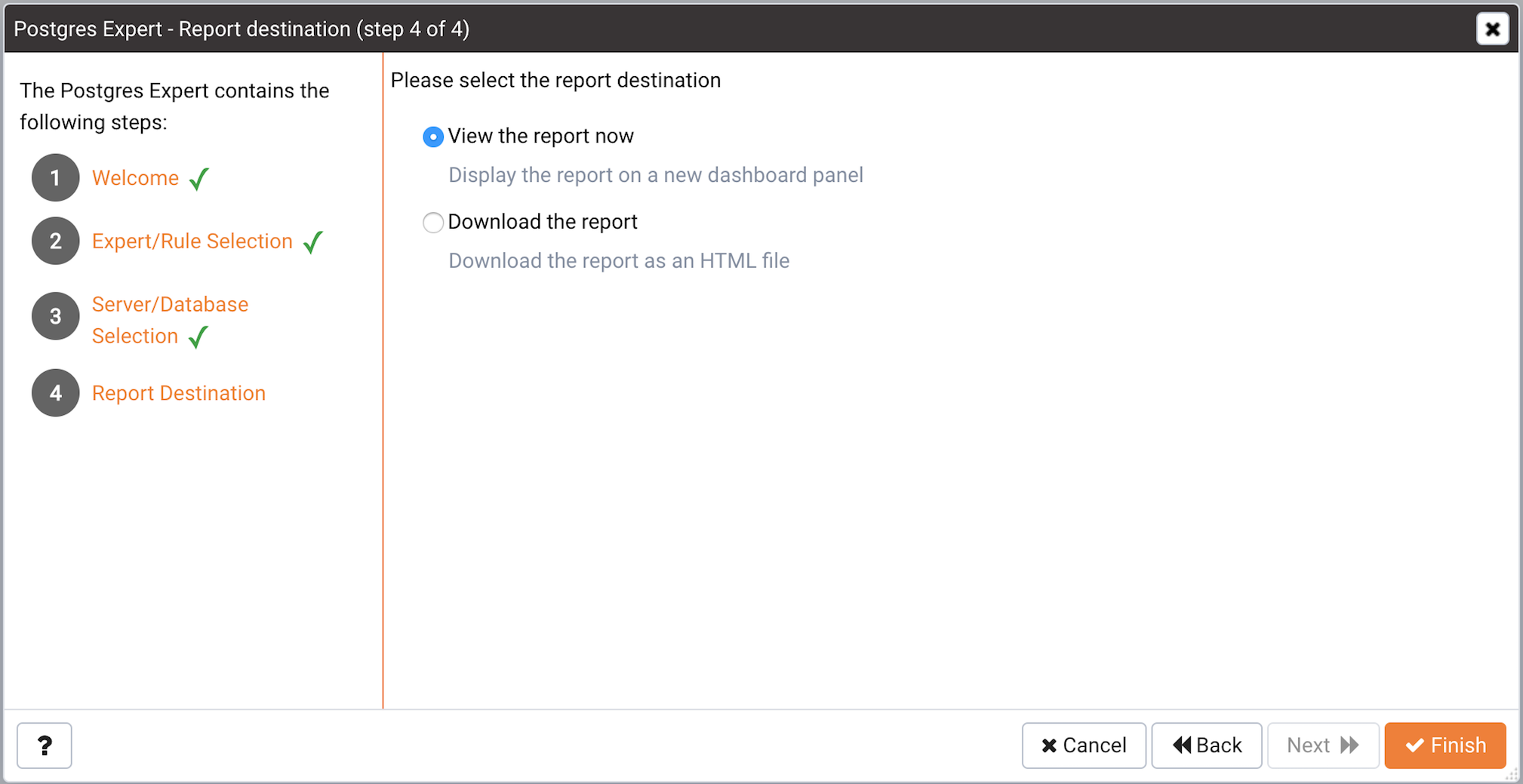 Specify a report destination
