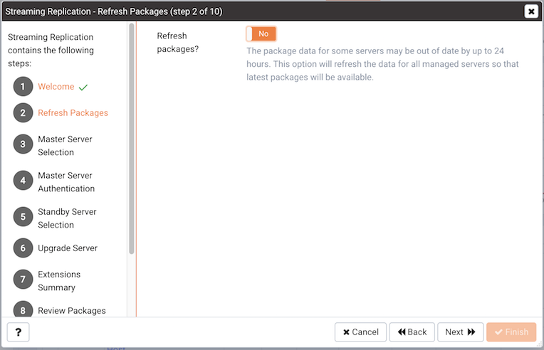 Use the popup to refresh package data