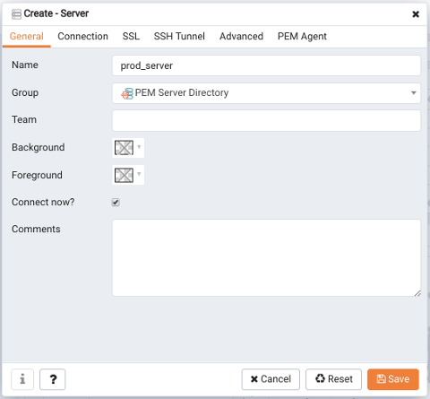 Accessing the Create – Server dialog
