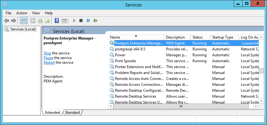 Restarting the PEM Agent's service