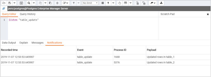 Query tool output messages