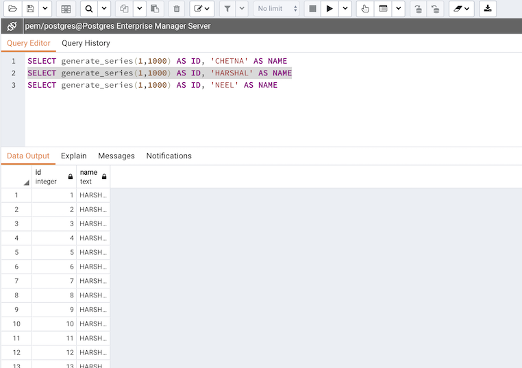 Query tool execute query section