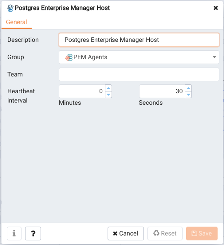 The PEM Agent Properties dialog