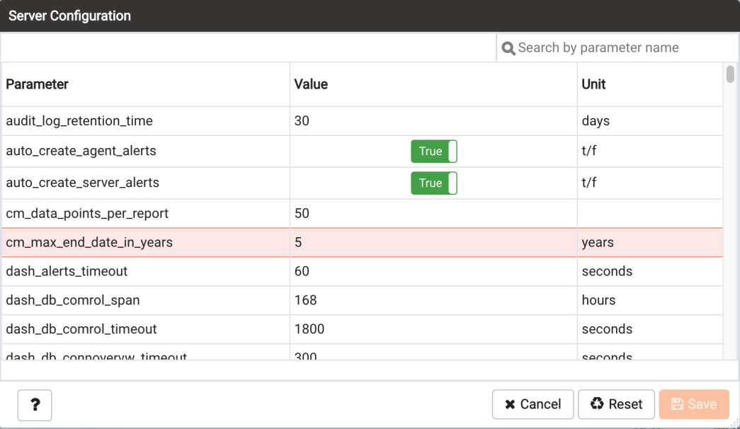 The Server Configuration dialog