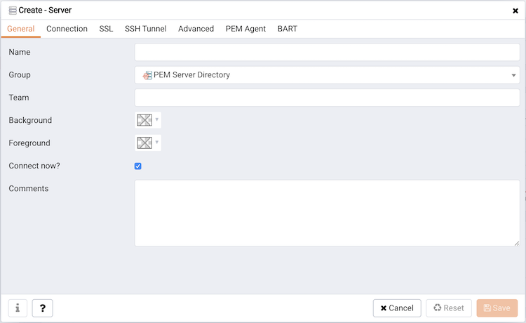 Accessing the Create – Server dialog