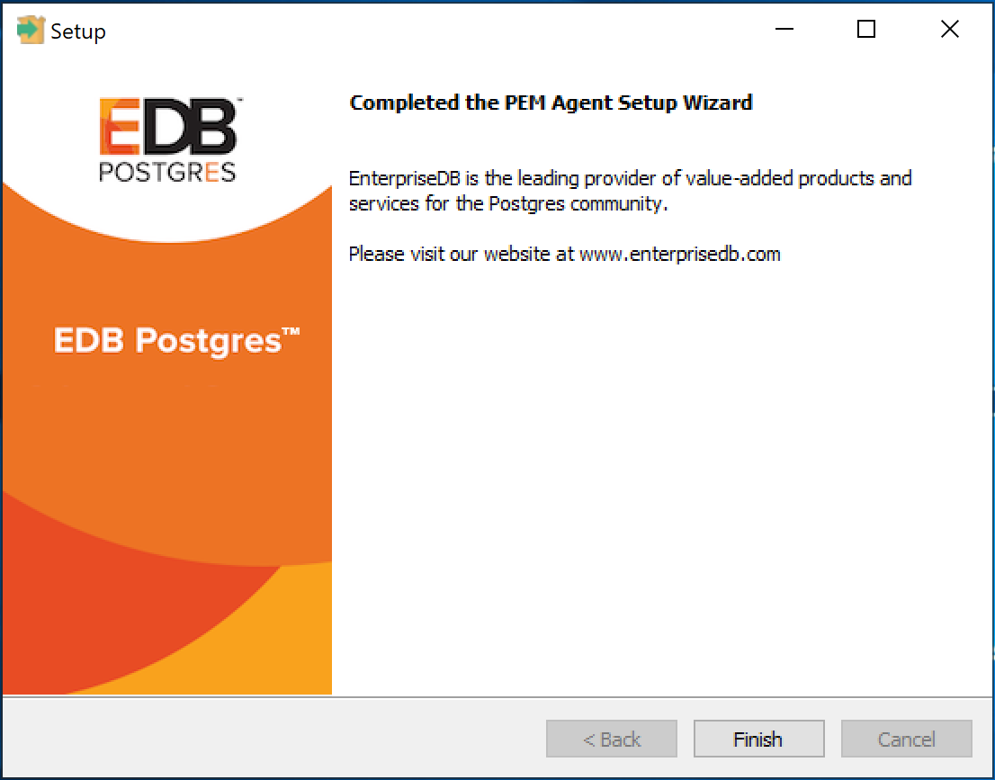 The PEM Agent installation is complete