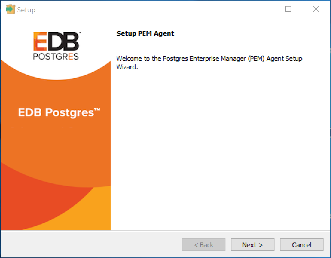 The PEM Agent installer welcome window