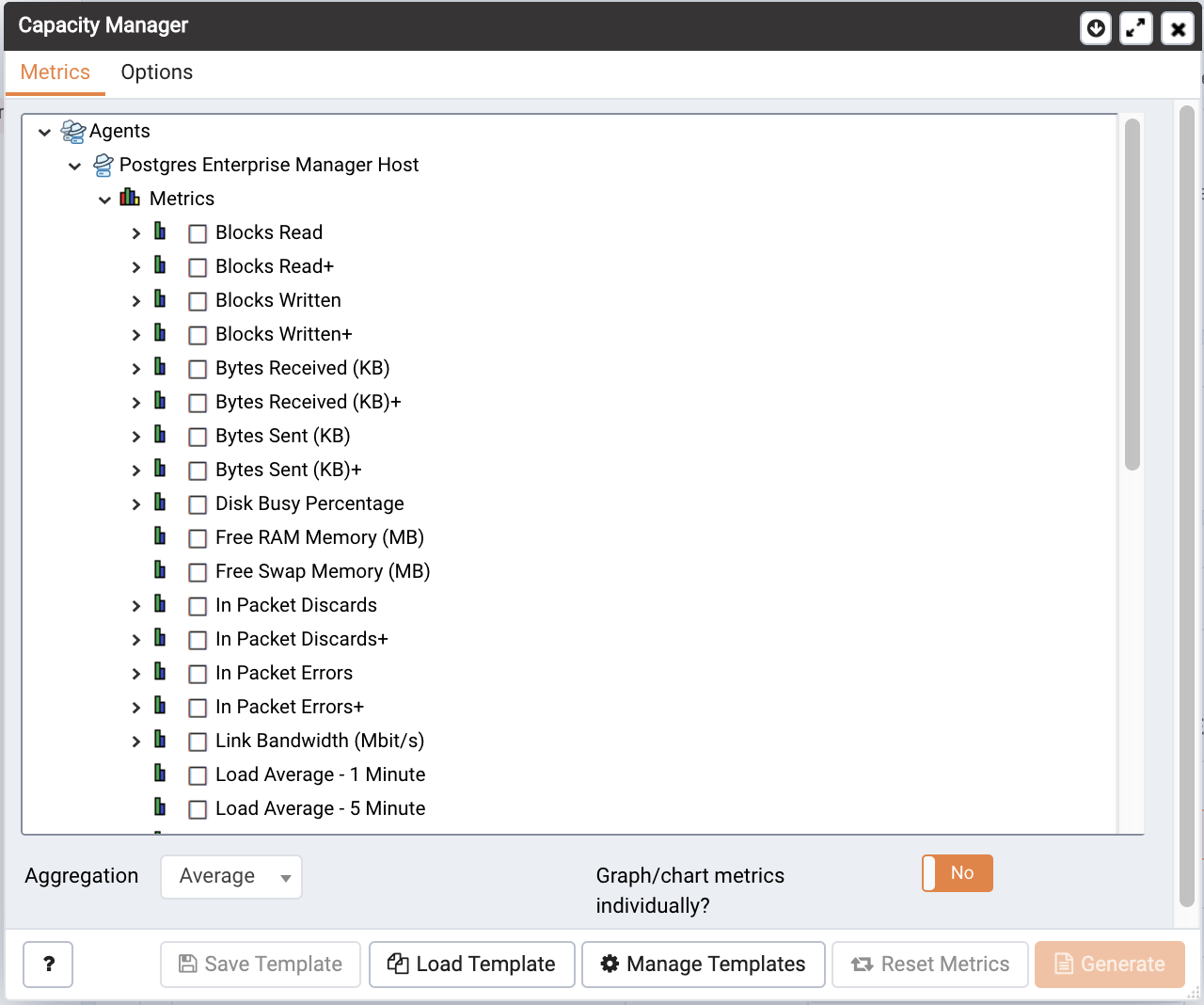 The Metrics tree control