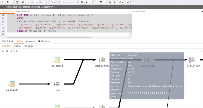 Query tool graphical explain plan