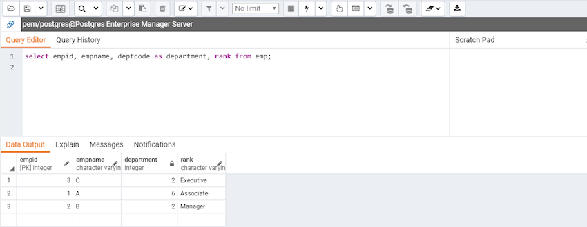 Query tool editable and read-only columns