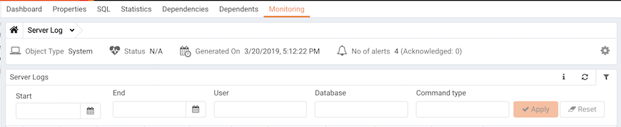 Defining a Server Log filter