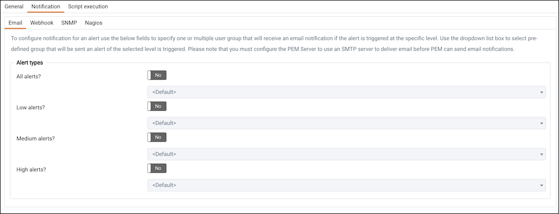 The alert editor Notification tab