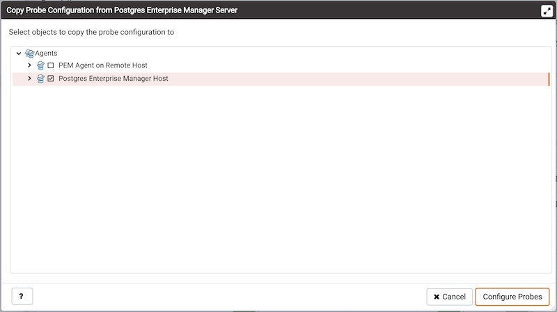 The Copy Probe Configuration tree control