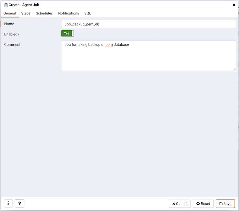 Create Agent Job - Steps tab - General tab