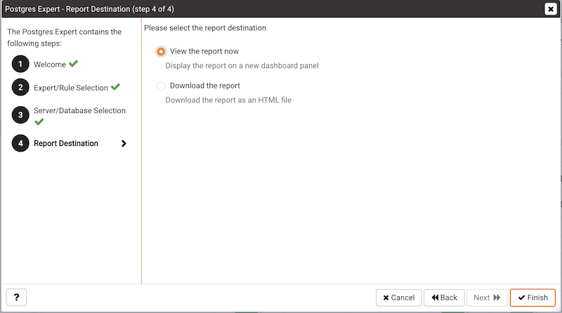 Specify a report destination