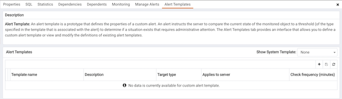 The Alert Templates tab