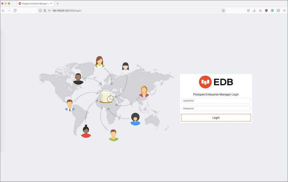 The PEM Web Login page
