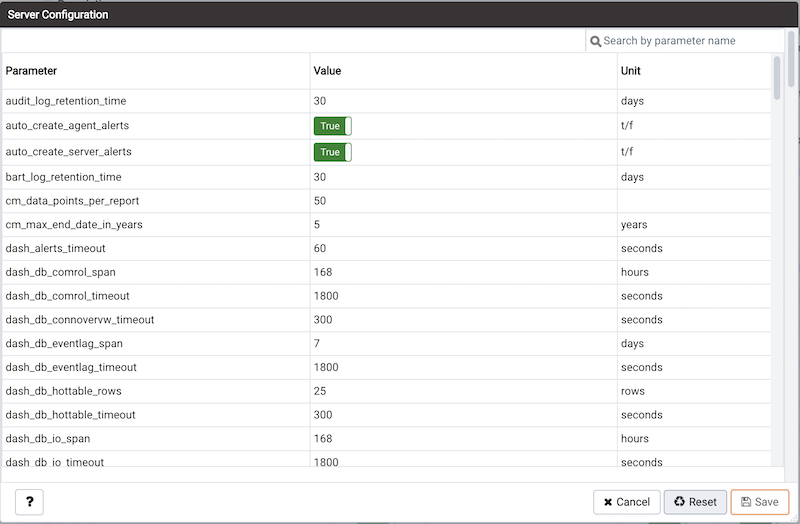 The Server Configuration dialog