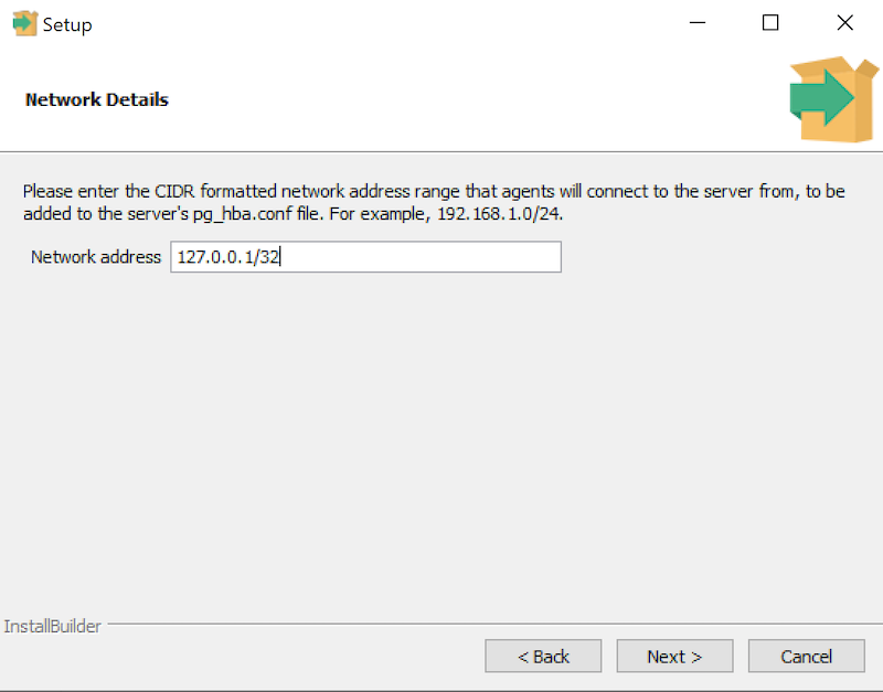 PEM Server Wizard - Network Details dialogsx
