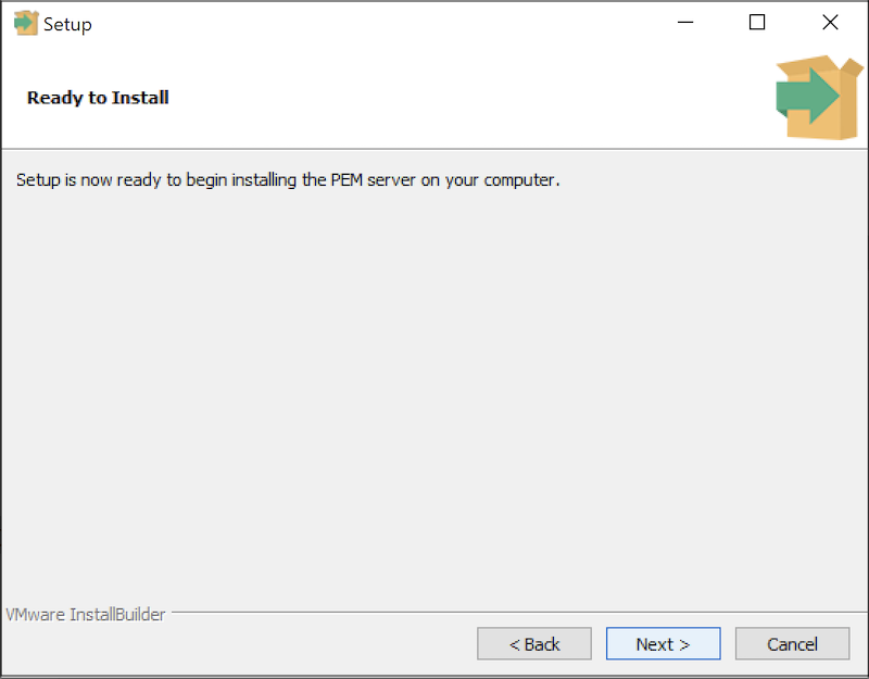 PEM Server Wizard - Ready to Install dialog