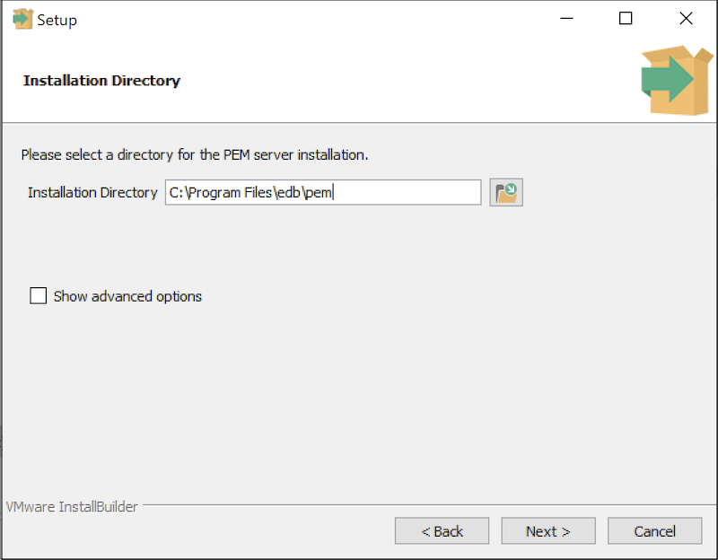 PEM Server Wizard - Installation directory dialog