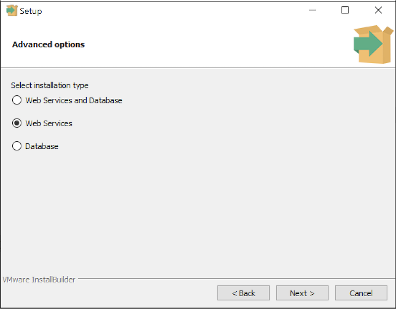 PEM Server Wizard - Advanced Options - Web Services option