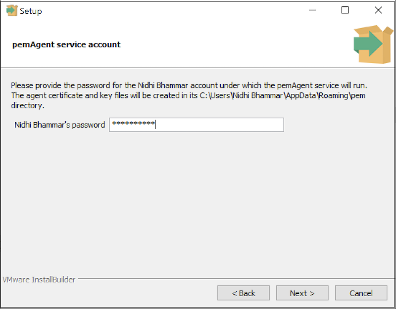 PEM Server Wizard - PEM Agent Service Account Password