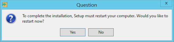 The PEM Agent Installer - Restart pop-up