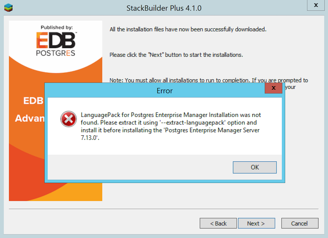 The PEM Server upgrade error