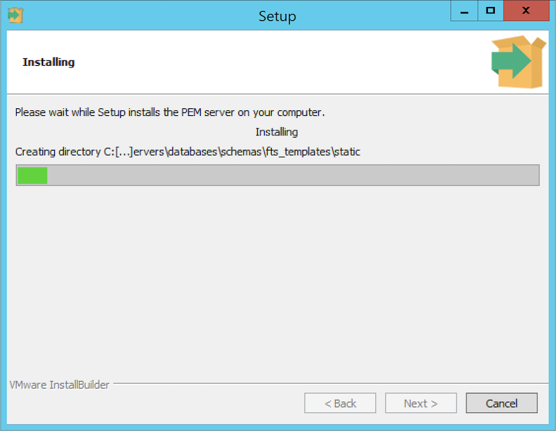 The PEM Server installation in progress