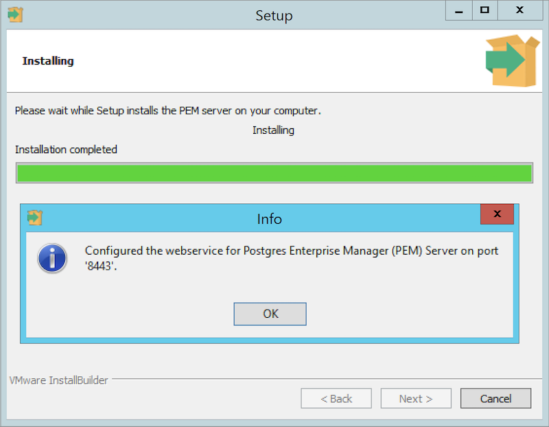 The PEM Server Installer - the PEM Web Service configured