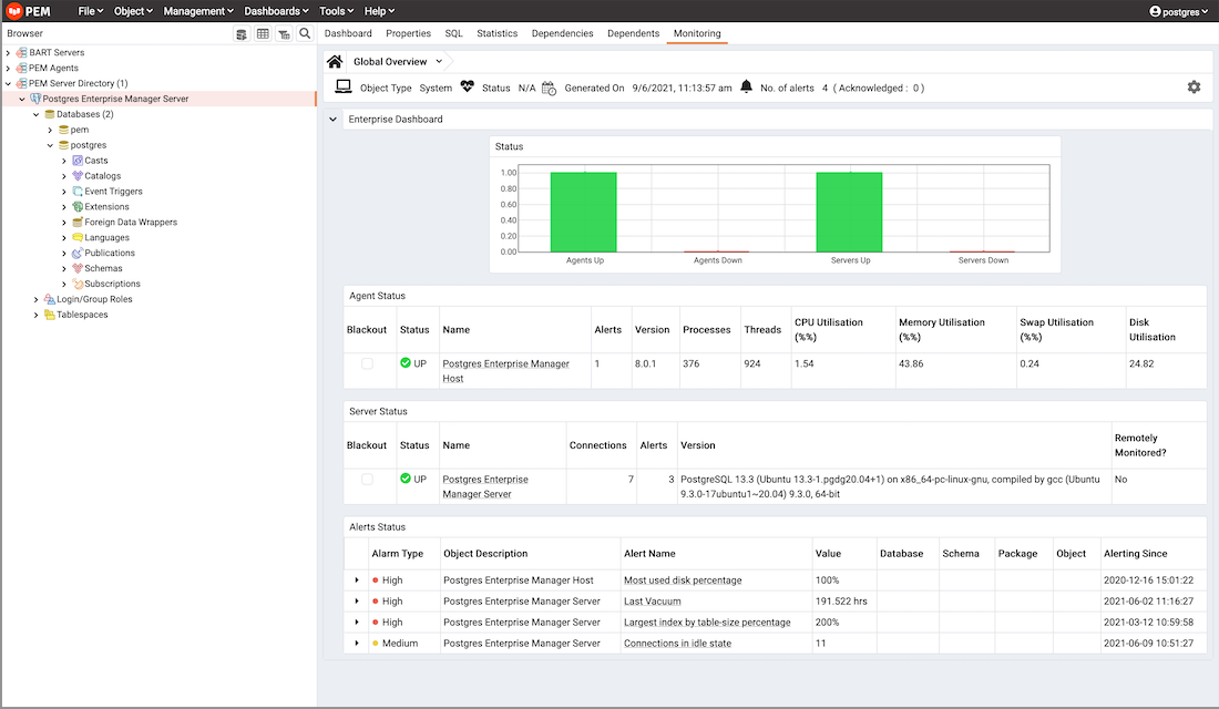 The PEM web interface