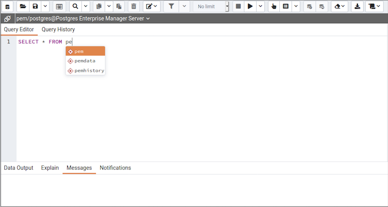 Query Tool - Query Editor tab