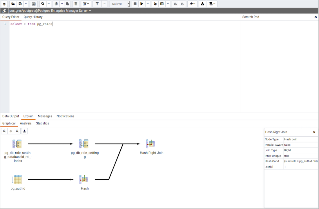 Query Tool - Explain tab - Graphical plan tab