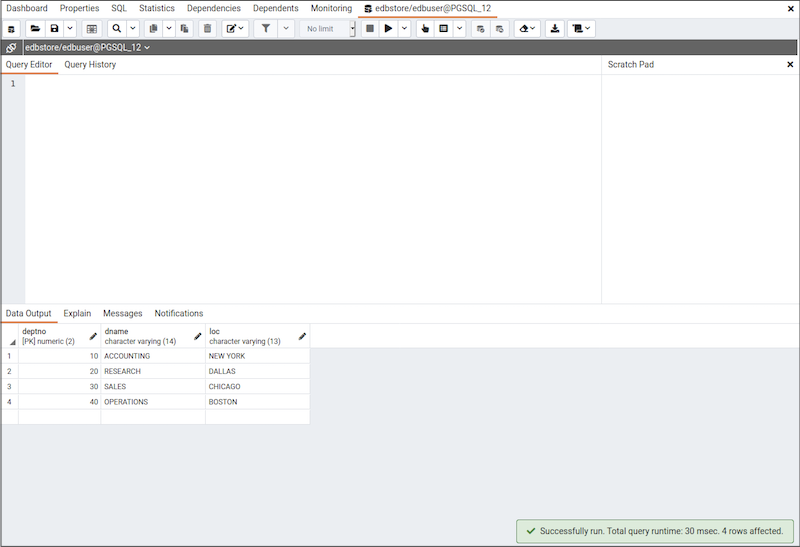 Query Tool - Connection Status button