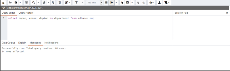 Query Tool - Query Editor - Message tab