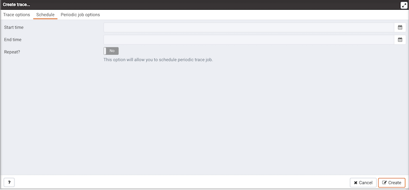 The Create trace Schedule tab